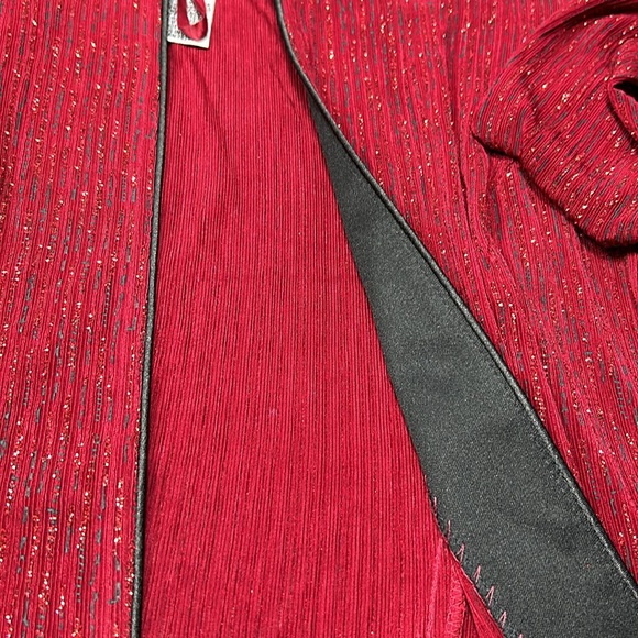 Alex Evenings open front jacket w/matching tank top maroon/black satin trim SP - Picture 11 of 11